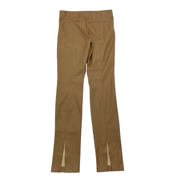 Zara Faux Leather Stretch Pants Large Camel - Picture 2 of 16